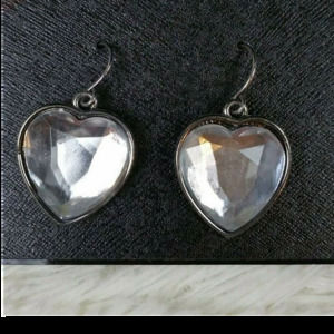 GNW Drop Dangle Earrings Clear Heart Faceted